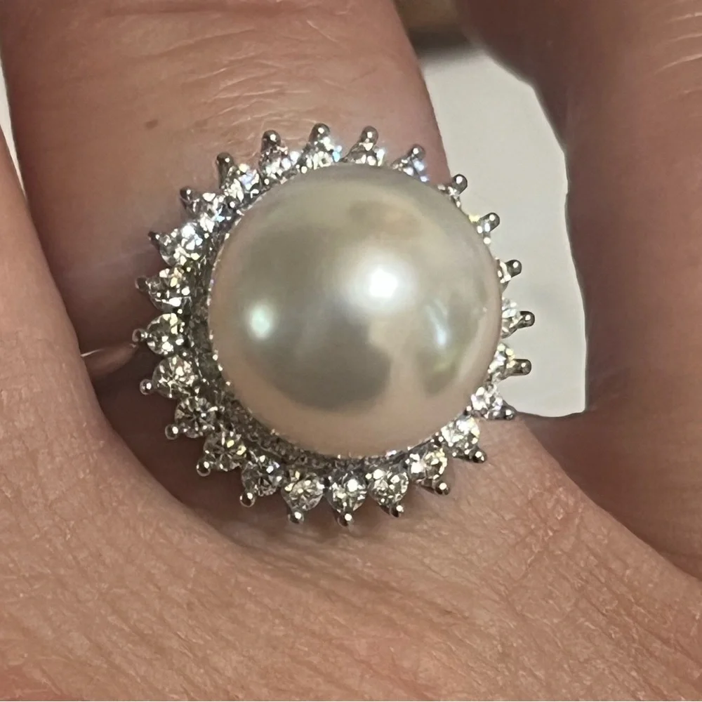 White Pearl Cocktail Ring